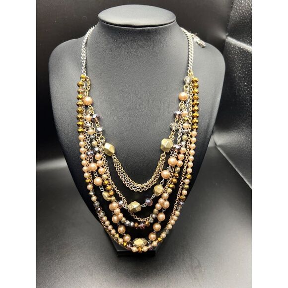 Brown Crystal Multistrand Necklace - Picture 1 of 7
